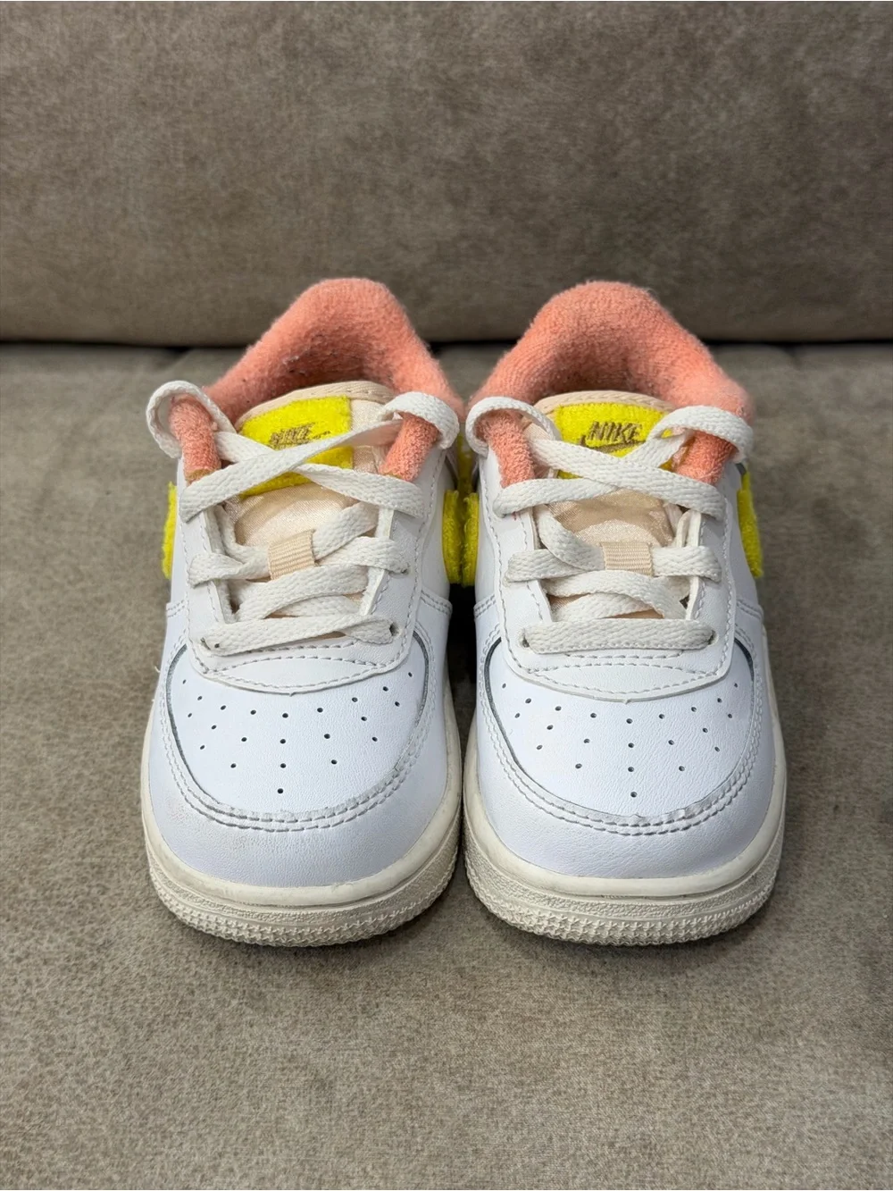 Nike Force 1 LV8 Mini Girls Toddler 7C White Yellow DV2200-100